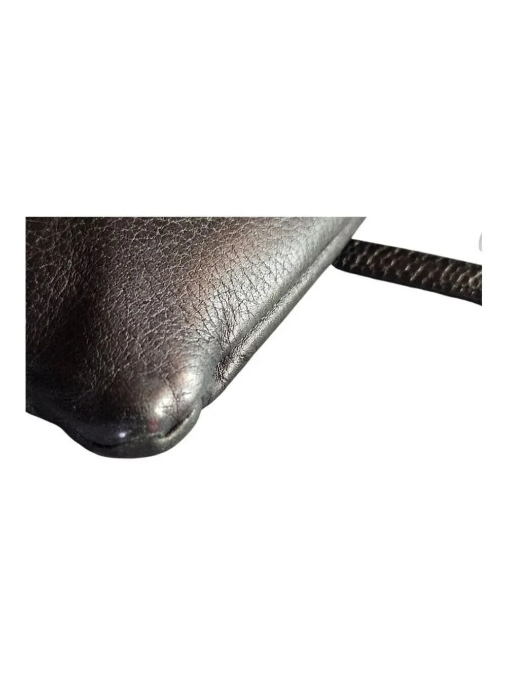 Brighton One Size Black Brown Croc Embossed Leather Crossbody Bag - Picture 8 of 15